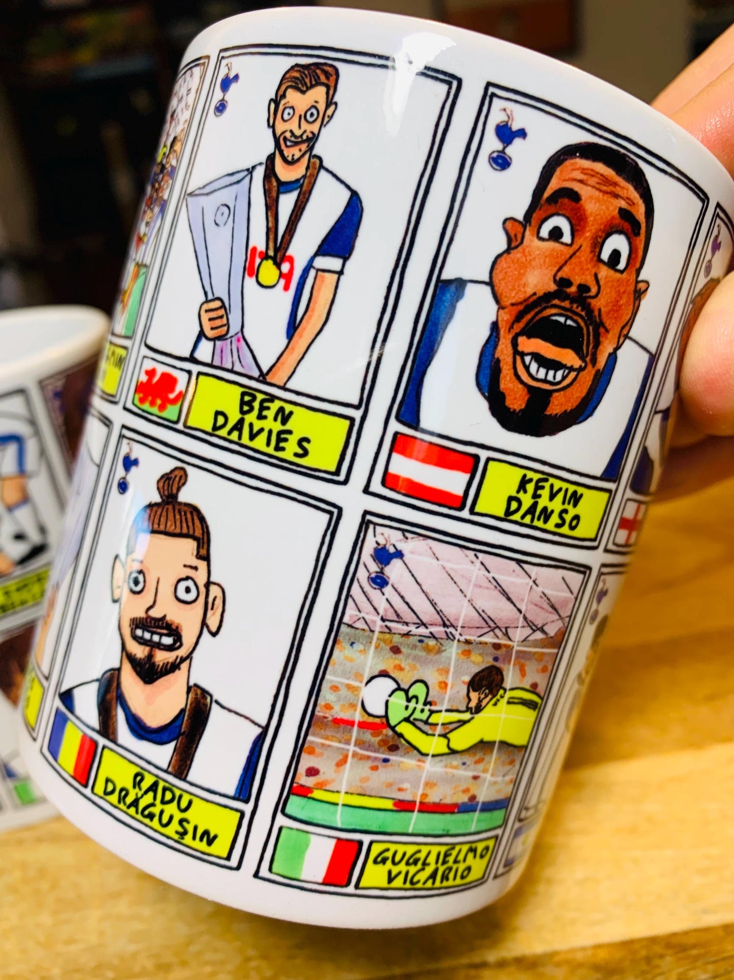 Spurs Vol 5 - Europa League Winners No Score Draws Mug Set - Set of TWO DIFFERENT 11oz Ceramic Mugs with Wonky Panini-style THFC Doodles