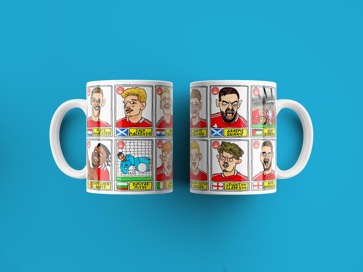 Aberdeen Vol 2 - Scottish Cup Winners 24/25 No Score Draws Mug Set - Set of TWO DIFFERENT 11oz Ceramic Mugs with Wonky Dons Panini-Doodles