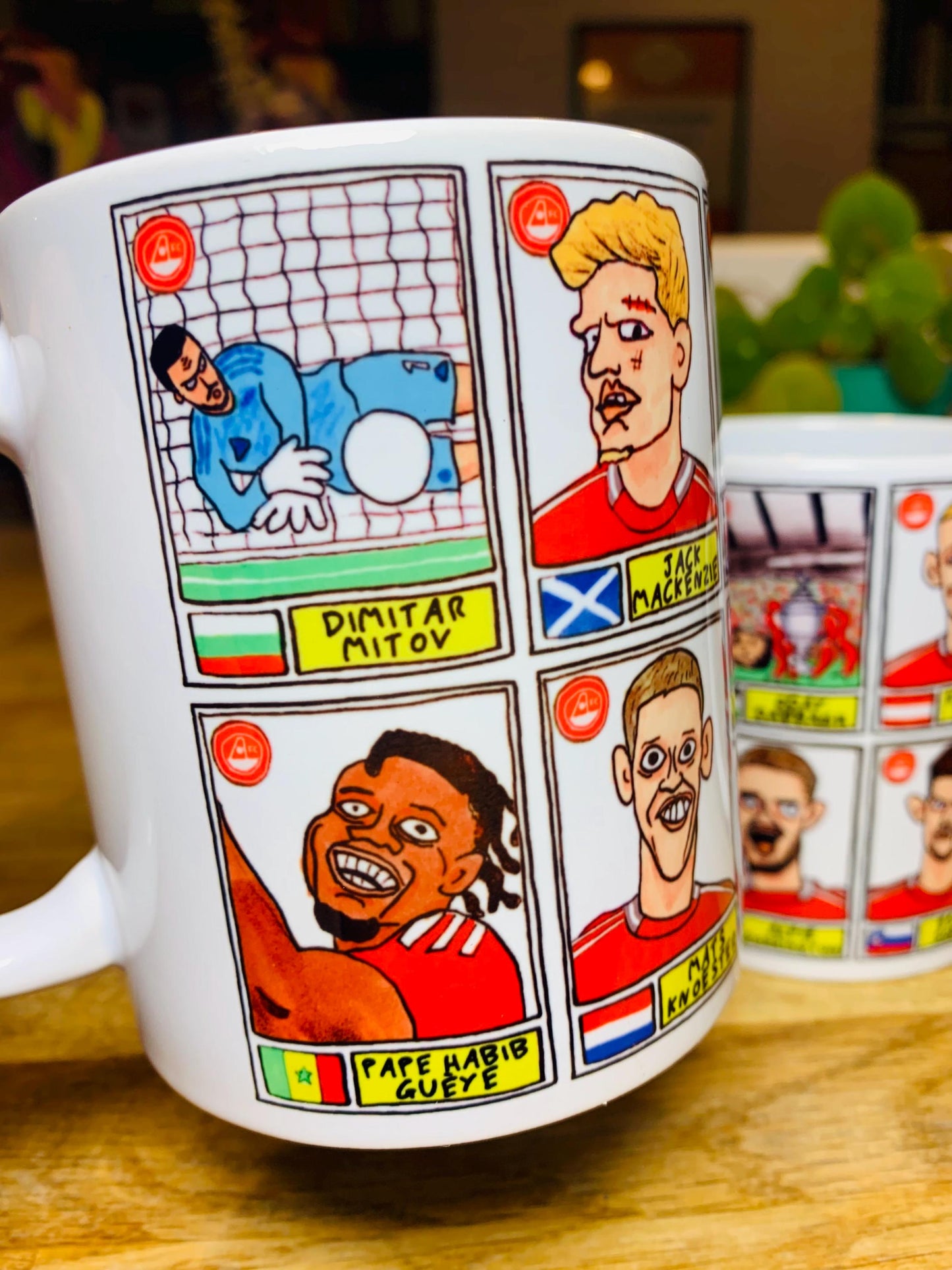 Aberdeen Vol 2 - Scottish Cup Winners 24/25 No Score Draws Mug Set - Set of TWO DIFFERENT 11oz Ceramic Mugs with Wonky Dons Panini-Doodles