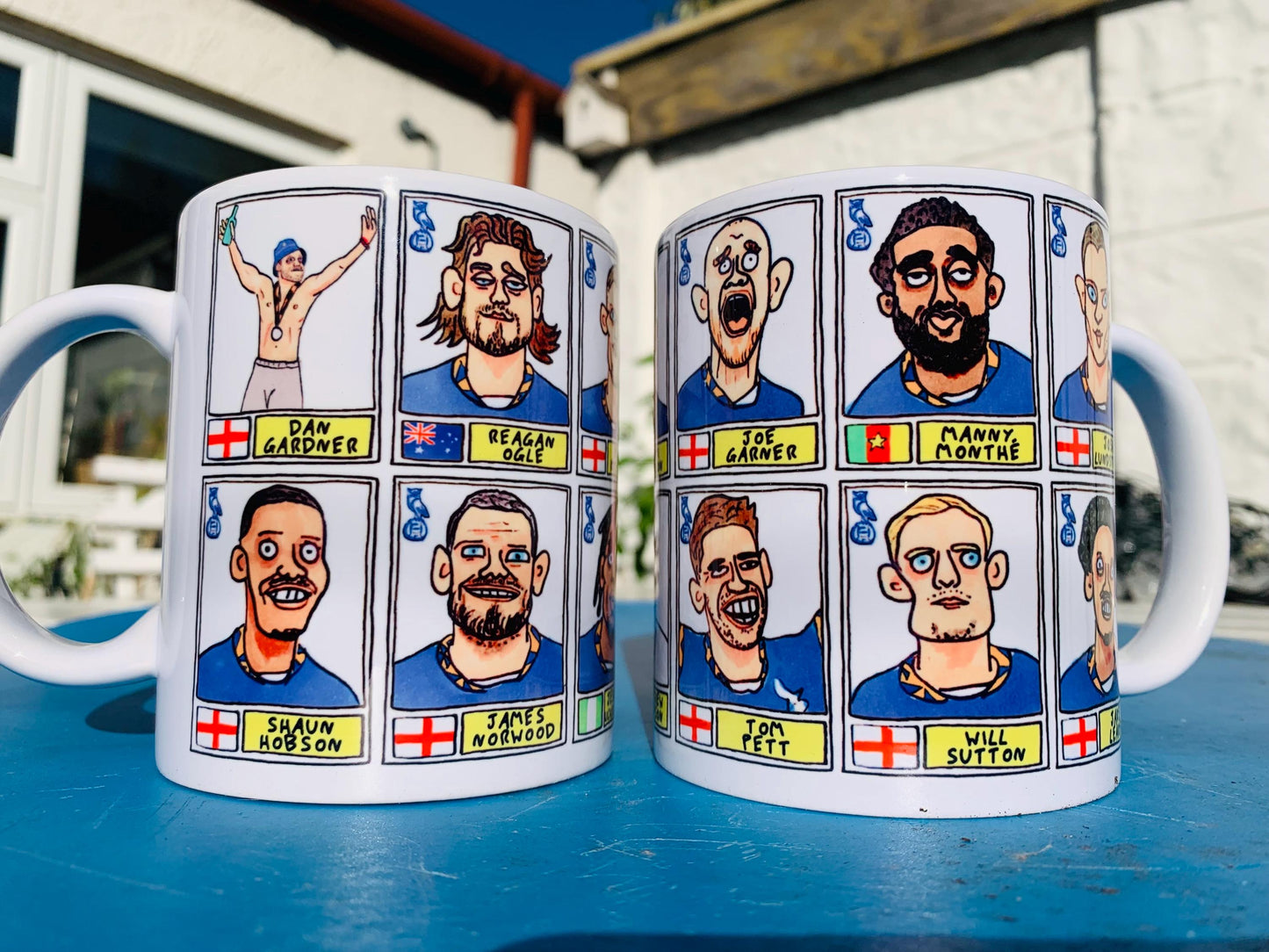 Oldham Athletic Vol 2 - Mellonball No Score Draws Mug Set - Set of TWO DIFFERENT 11oz Mugs with Wonky Doodles OAFC's 24/25 Playoff Winners