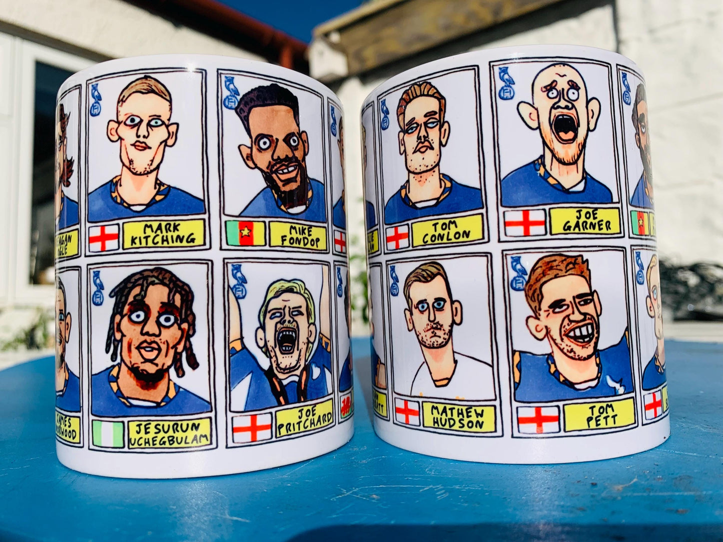 Oldham Athletic Vol 2 - Mellonball No Score Draws Mug Set - Set of TWO DIFFERENT 11oz Mugs with Wonky Doodles OAFC's 24/25 Playoff Winners