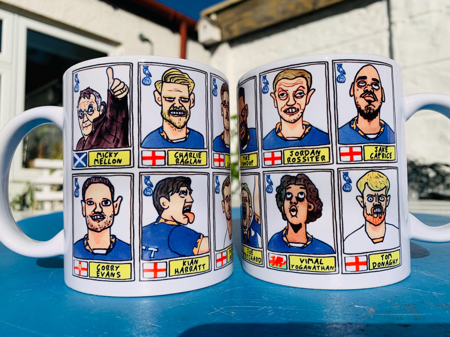 Oldham Athletic Vol 2 - Mellonball No Score Draws Mug Set - Set of TWO DIFFERENT 11oz Mugs with Wonky Doodles OAFC's 24/25 Playoff Winners