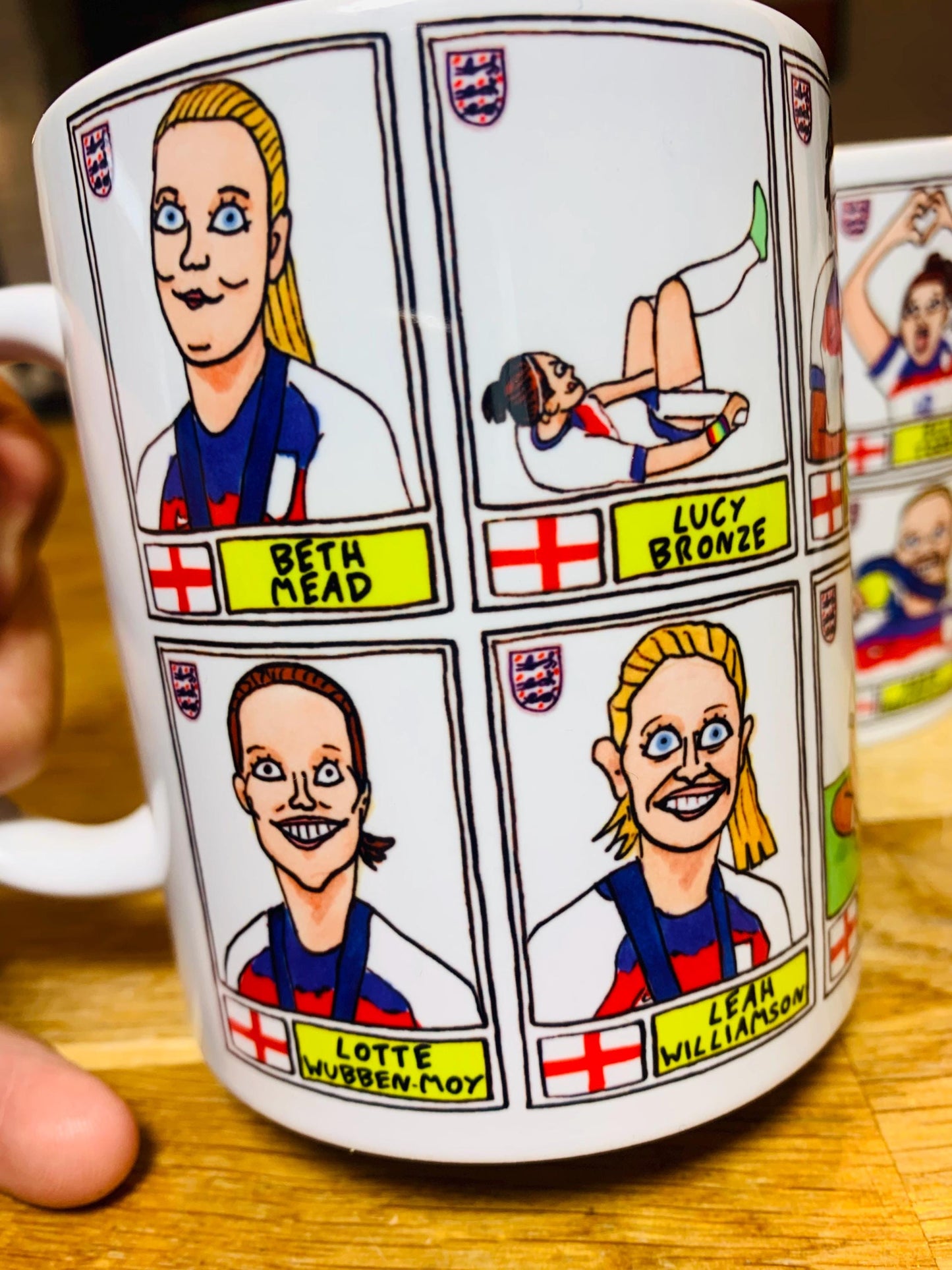 England Lionesses Vol 3 No Score Draws Mug Set - Set of TWO DIFFERENT 11oz Mugs with Wonky Doodles Of England Women's 2025 Euros Champions