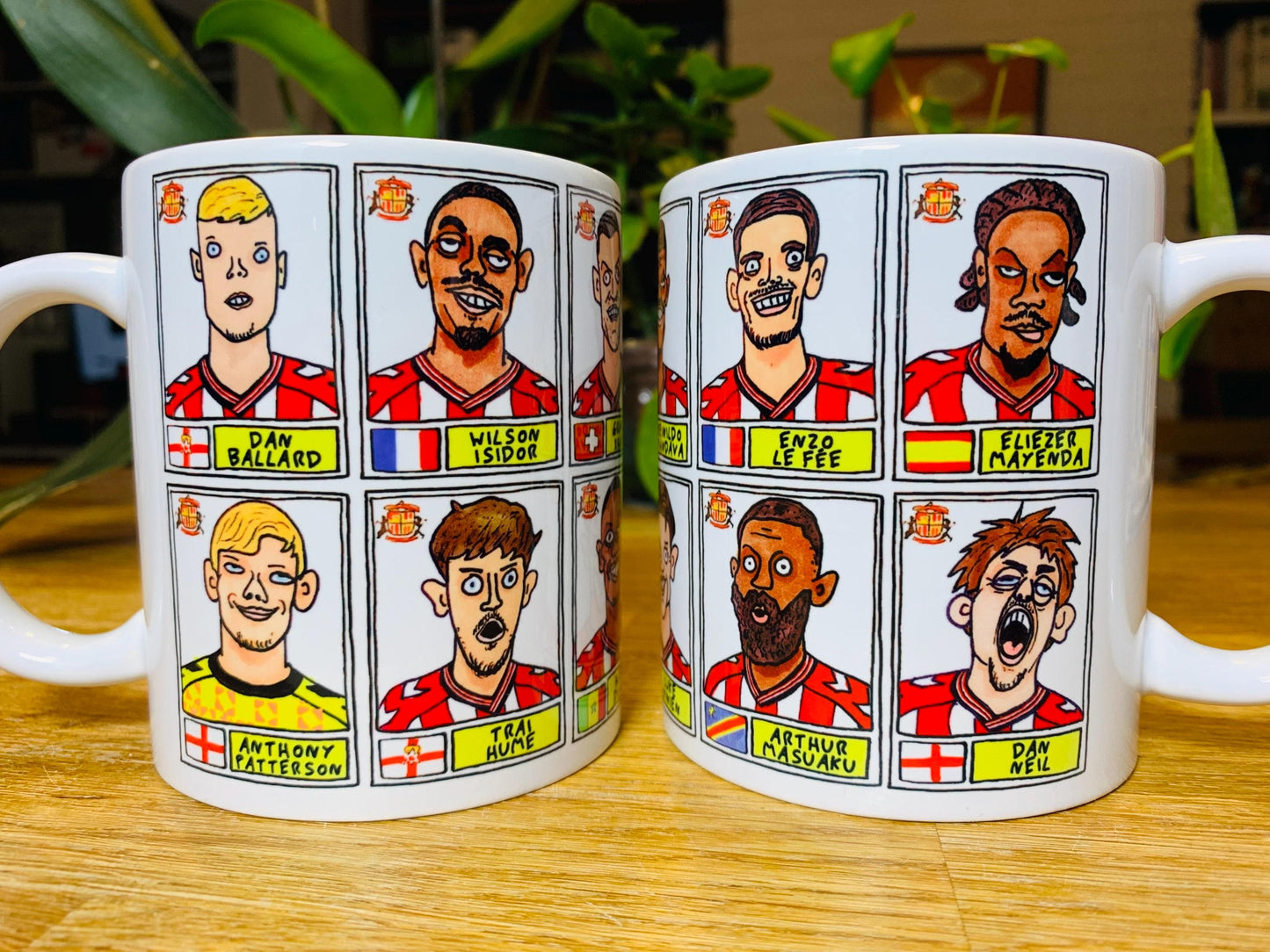 Sunderland Volume 5 - 25/26 Black Cats No Score Draws Mug Set - Set of TWO DIFFERENT 11oz Ceramic Mugs with Wonky Doodles Of SAFC 25/26 Side