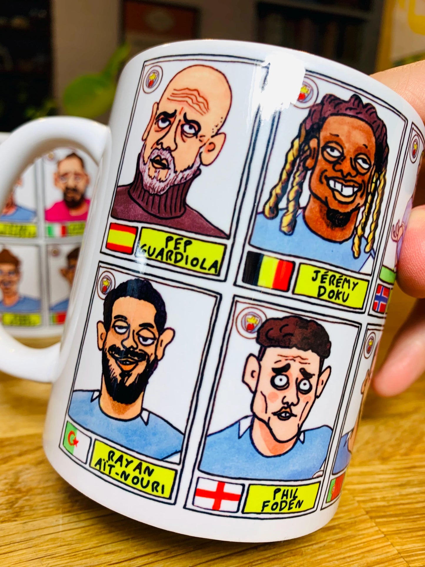 Man City 25/26 - No Score Draws Mug Set - Set of TWO DIFFERENT 11oz Ceramic Mugs with 24 Wonky MCFC Doodles Of Manchester City's 25/26 Squad