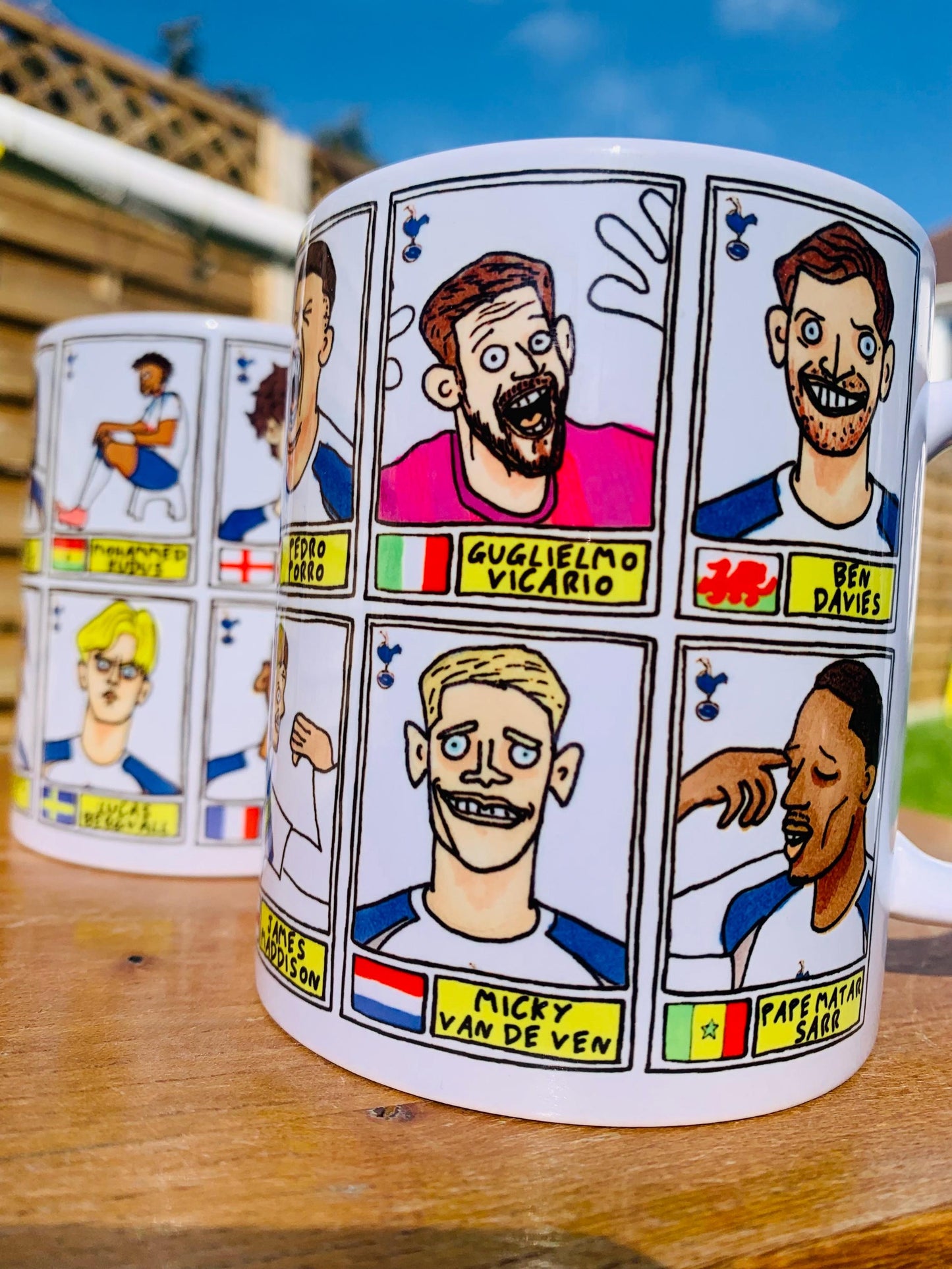 Spurs Volume 6 - COYS 25/26 No Score Draws Mug Set - Set of 2 DIFFERENT 11oz Ceramic Mugs with Wonky Panini-style THFC Doodles