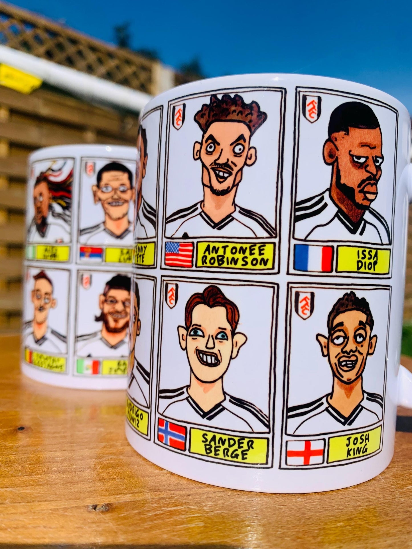 Fulham 25/26 No Score Draws Mug Set - Set of TWO DIFFERENT 11oz Mugs with Wonky Panini-Doodles of Marco Silva's 25/26 Cottagers EPL Squad