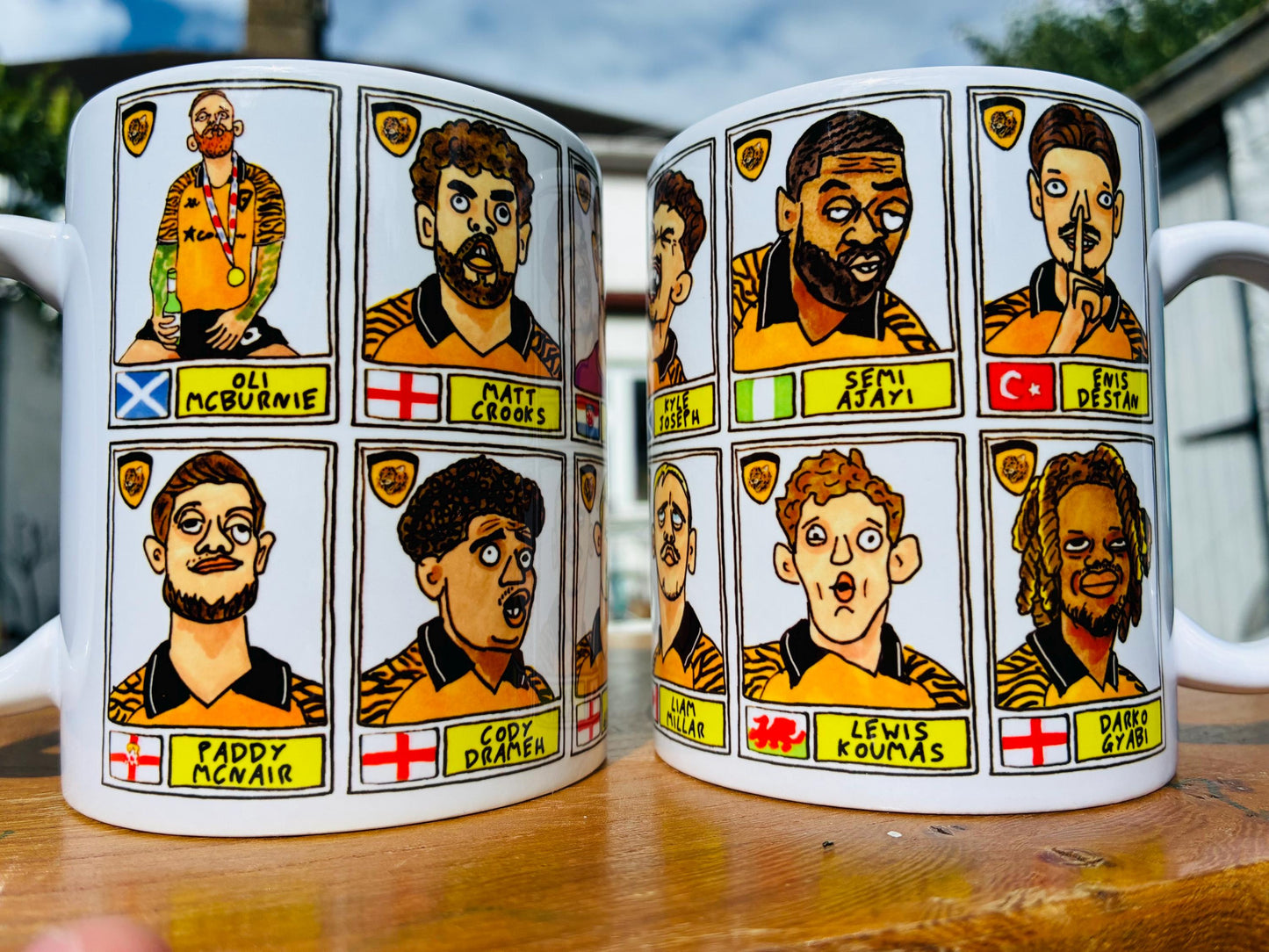 Hull City Vol 3 - 25/26 Tigers No Score Draws Mug Set - Set of 2 DIFFERENT 11oz Mugs with 24 Panini-doodles of HCAFCs Playoff Winning Squad