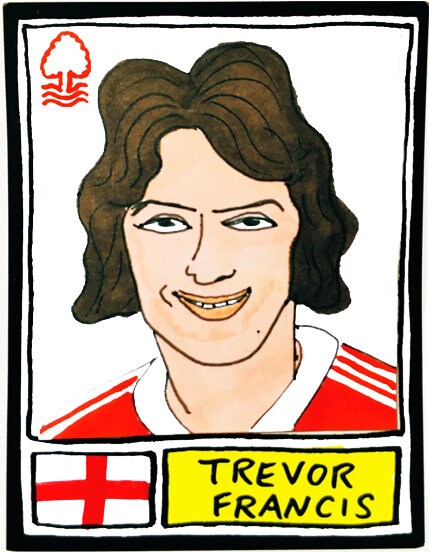Nottingham Forest Vol 1 - No Score Draws Miracle Men Edition - A3 print of 23 hand-drawn Panini-sticker-style Forest icons from 1977-1980