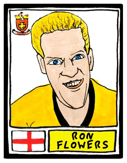 Wolves - No Score Draws Old Gold Edition - A3 print of 36 hand-drawn Panini-style football sticker legends - Cheapskate football art