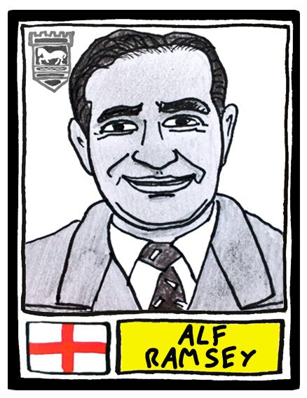 Ipswich Town - No Score Draws Tractor Boys Edition - A3 print of 36 hand-drawn Panini-style footy sticker legends - Cheapskate football art