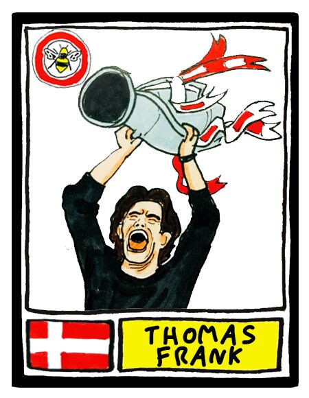 Brentford Vol 2 - No Score Draws Bees Going Up Edition - A3 print of 24 hand-drawn Panini-style Brentford 20-21 playoff-winners - wonky art