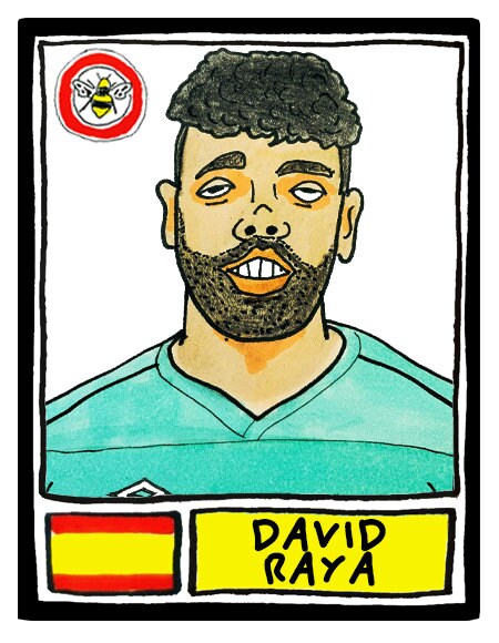 Brentford Vol 2 - No Score Draws Bees Going Up Edition - A3 print of 24 hand-drawn Panini-style Brentford 20-21 playoff-winners - wonky art