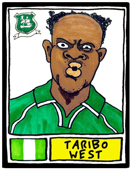 Plymouth Argyle - No Score Draws Pilgrims Edition - A3 print of 36 hand-drawn Panini-style PAFC icons - Wonky cheapskate football art