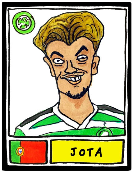 Celtic Volume 2 - No Score Draws Ange Edition UPDATED FOR 2023 - A3 print of 24 hand-drawn Panini-style doodles of Celtic's 22-23 Squad