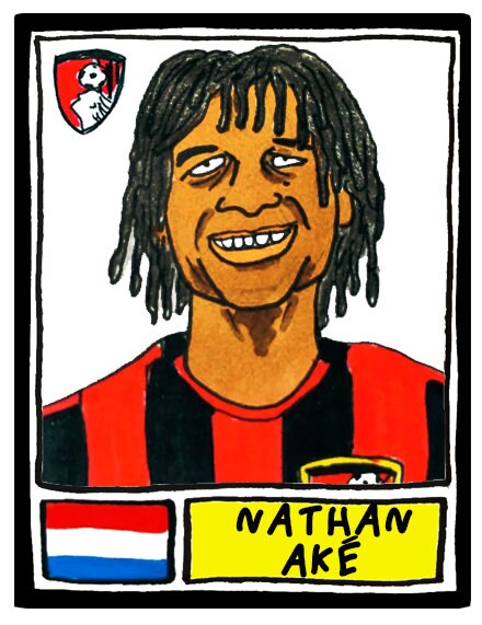 Bournemouth - No Score Draws Cherries Edition - A3 print of 36 hand-drawn Panini-style AFCB football legends - Cheapskate football art