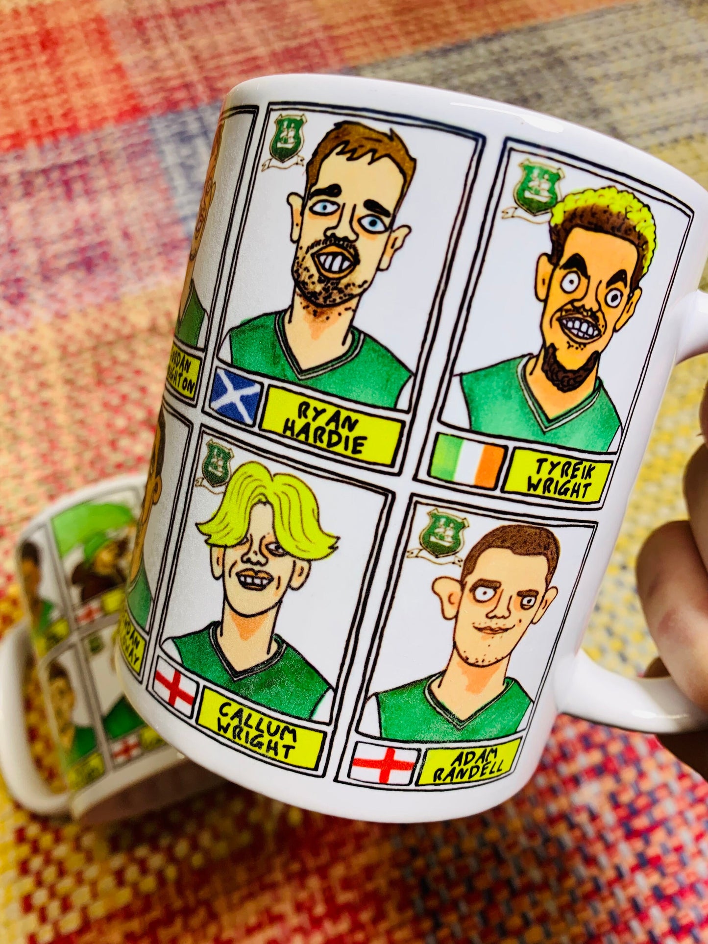 Plymouth Argyle Vol 2 No Score Draws Mug Set - Set of TWO 11oz Ceramic Mugs with Wonky Panini-style Doodles of PAFC's 22/23 League 1 Winners