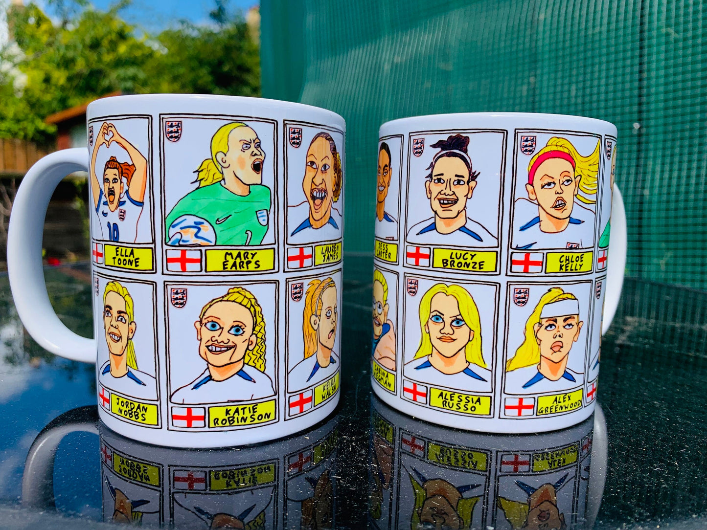 Lionesses Vol 2 England Women's No Score Draws Mug Set - Set of TWO 11oz Ceramic Mugs with Wonky Doodles of England's World Cup '23 Squad