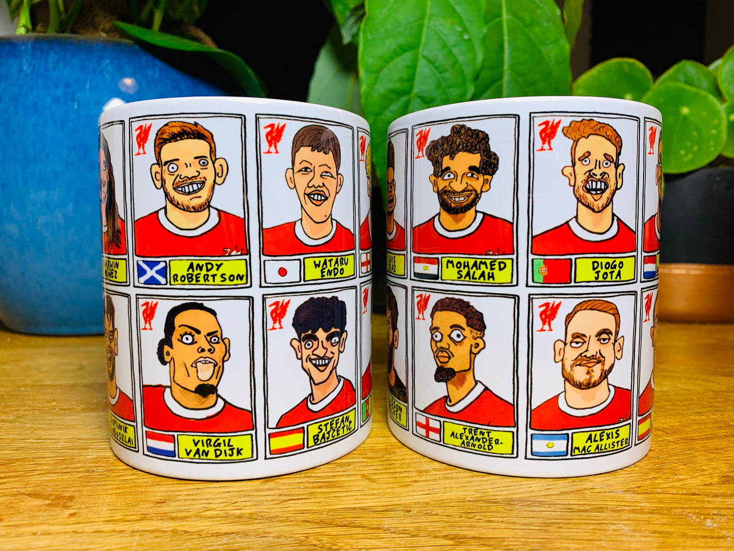 Liverpool Vol 5 23-24 Klopp No Score Draws Mug Set - Set of TWO 11oz Ceramic Mugs with 24 Wonky Panini sticker-style LFC Football Doodles