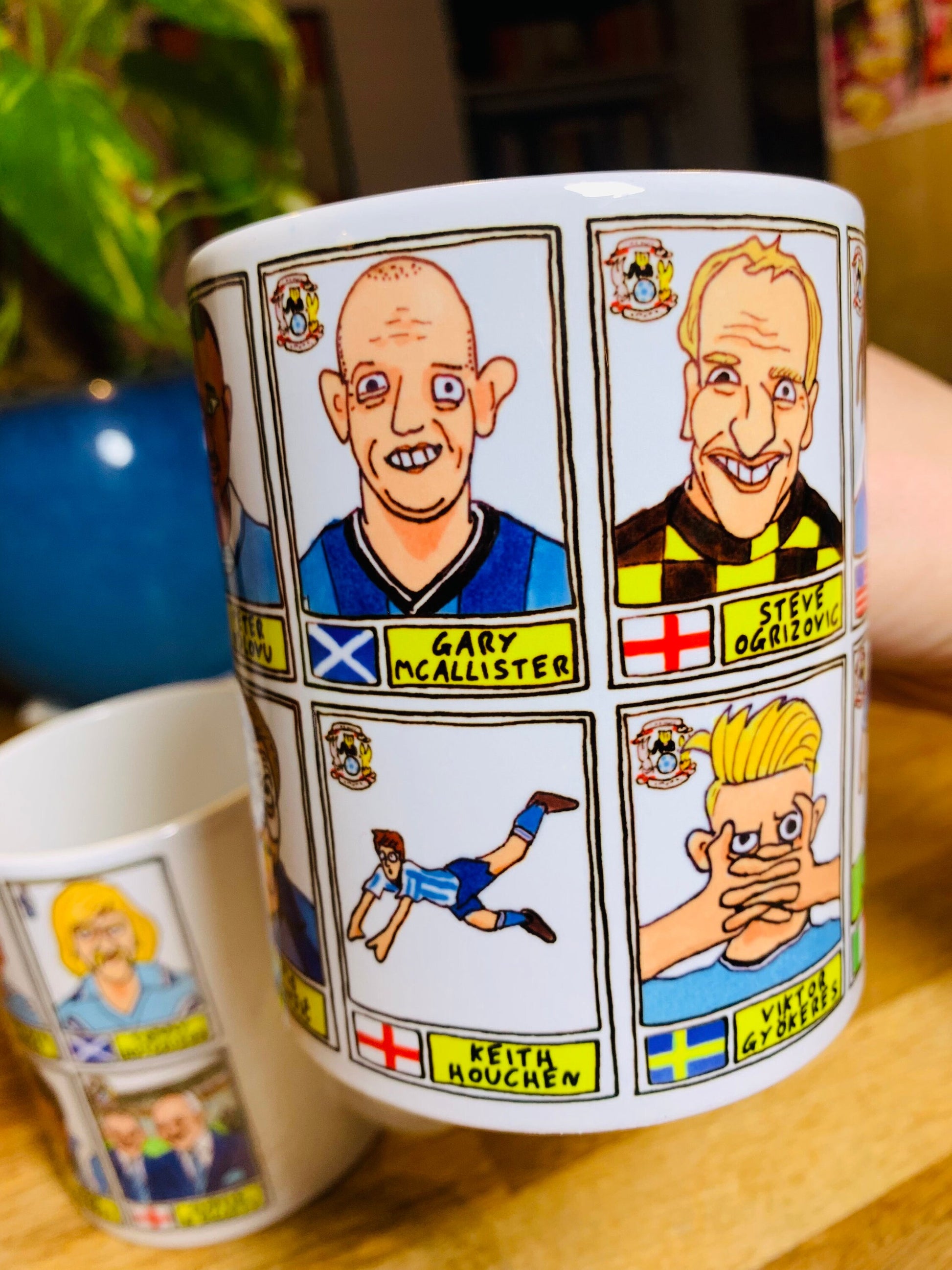 Coventry City No Score Draws Mug Set - Set of TWO 11oz Mugs with Wonky Panini-style No Score Draws Doodles of 24 CCFC icons - NEW for 2024!