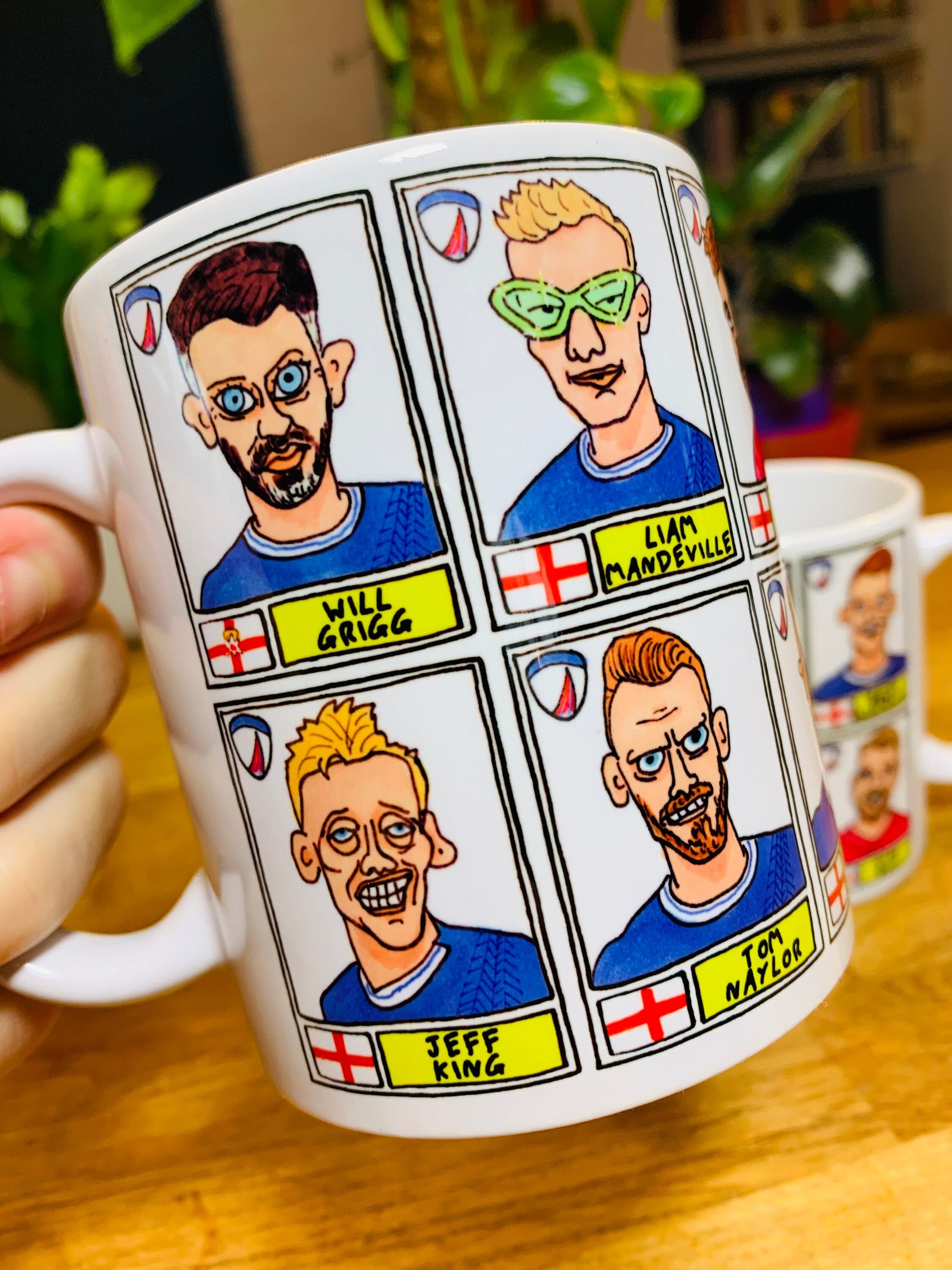 Chesterfield Volume 2 No Score Draws Mug Set - Set of TWO 11oz Ceramic Mugs with Wonky Panini-style Doodles of CFC's 23-24 Promotion Squad