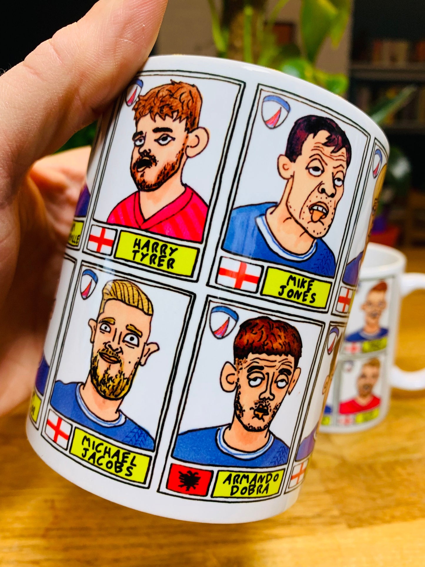 Chesterfield Volume 2 No Score Draws Mug Set - Set of TWO 11oz Ceramic Mugs with Wonky Panini-style Doodles of CFC's 23-24 Promotion Squad