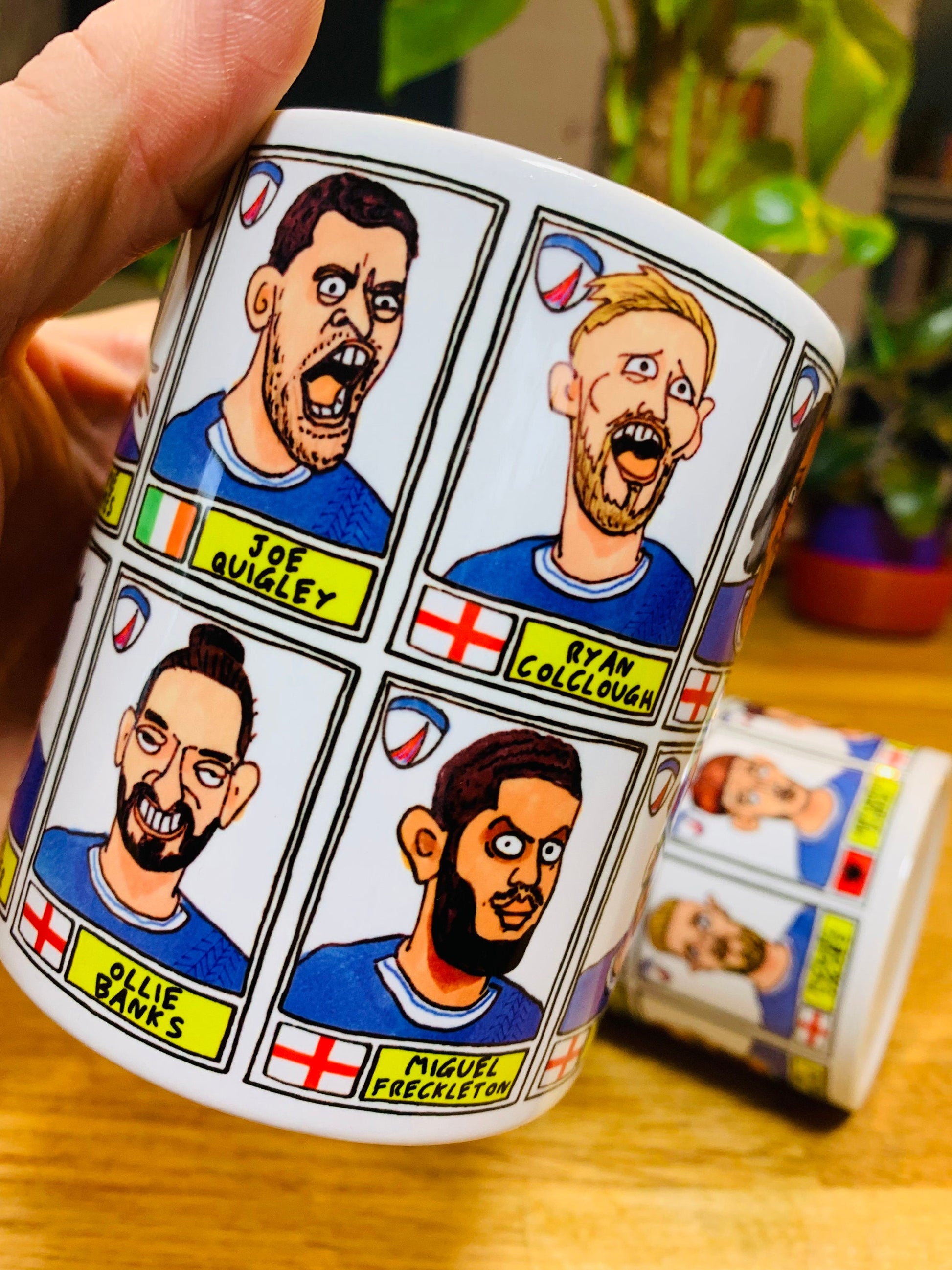 Chesterfield Volume 2 No Score Draws Mug Set - Set of TWO 11oz Ceramic Mugs with Wonky Panini-style Doodles of CFC's 23-24 Promotion Squad