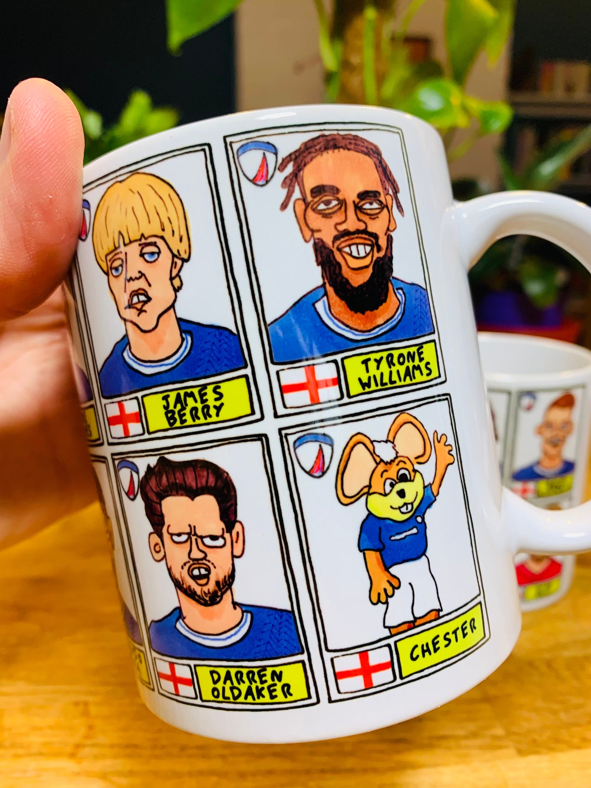 Chesterfield Volume 2 No Score Draws Mug Set - Set of TWO 11oz Ceramic Mugs with Wonky Panini-style Doodles of CFC's 23-24 Promotion Squad