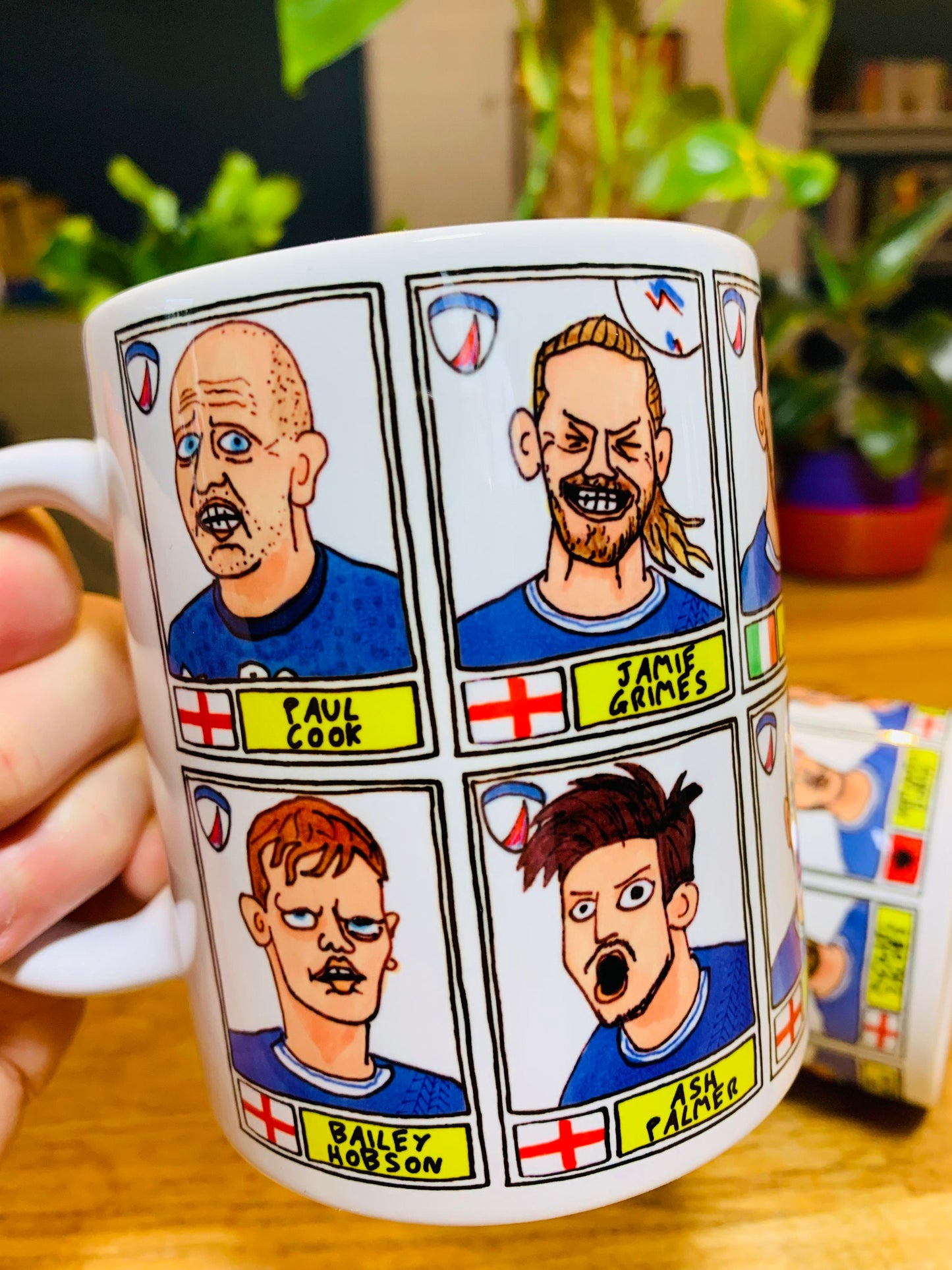 Chesterfield Volume 2 No Score Draws Mug Set - Set of TWO 11oz Ceramic Mugs with Wonky Panini-style Doodles of CFC's 23-24 Promotion Squad