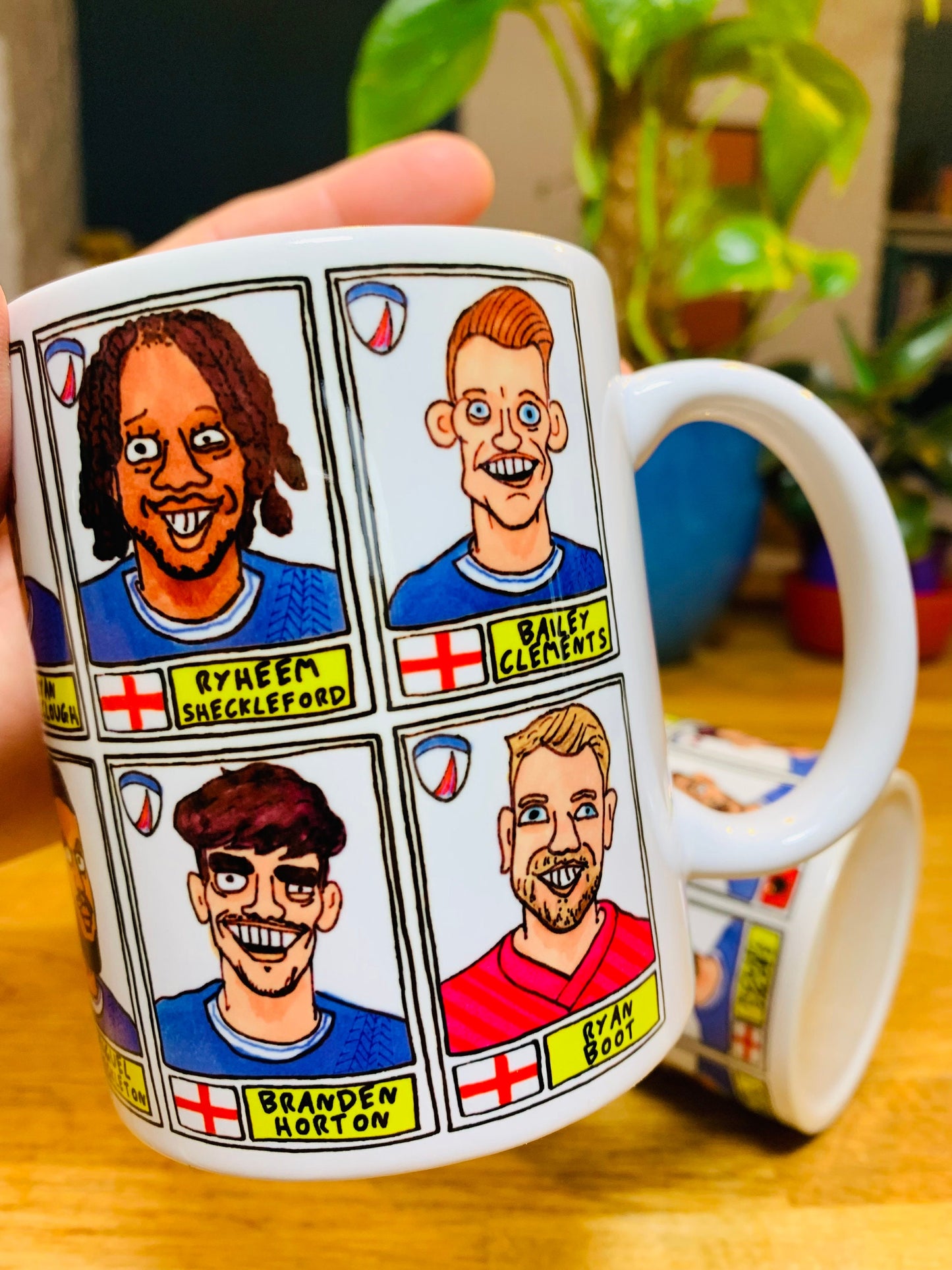 Chesterfield Volume 2 No Score Draws Mug Set - Set of TWO 11oz Ceramic Mugs with Wonky Panini-style Doodles of CFC's 23-24 Promotion Squad