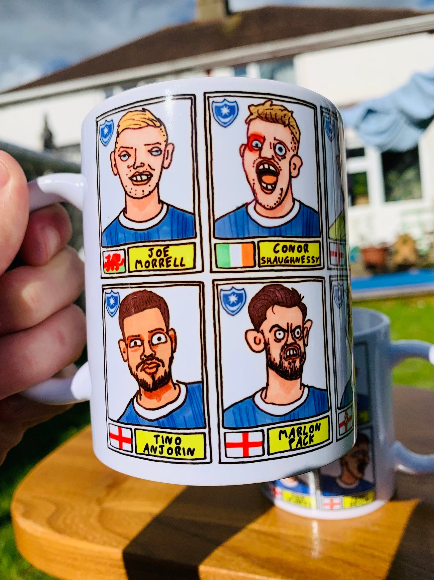 Portsmouth Vol 2 No Score Draws Mug Set - Set of TWO 11oz Ceramic Mugs with Wonky Panini-style Doodles of Pompeys 23/24 League One Winners