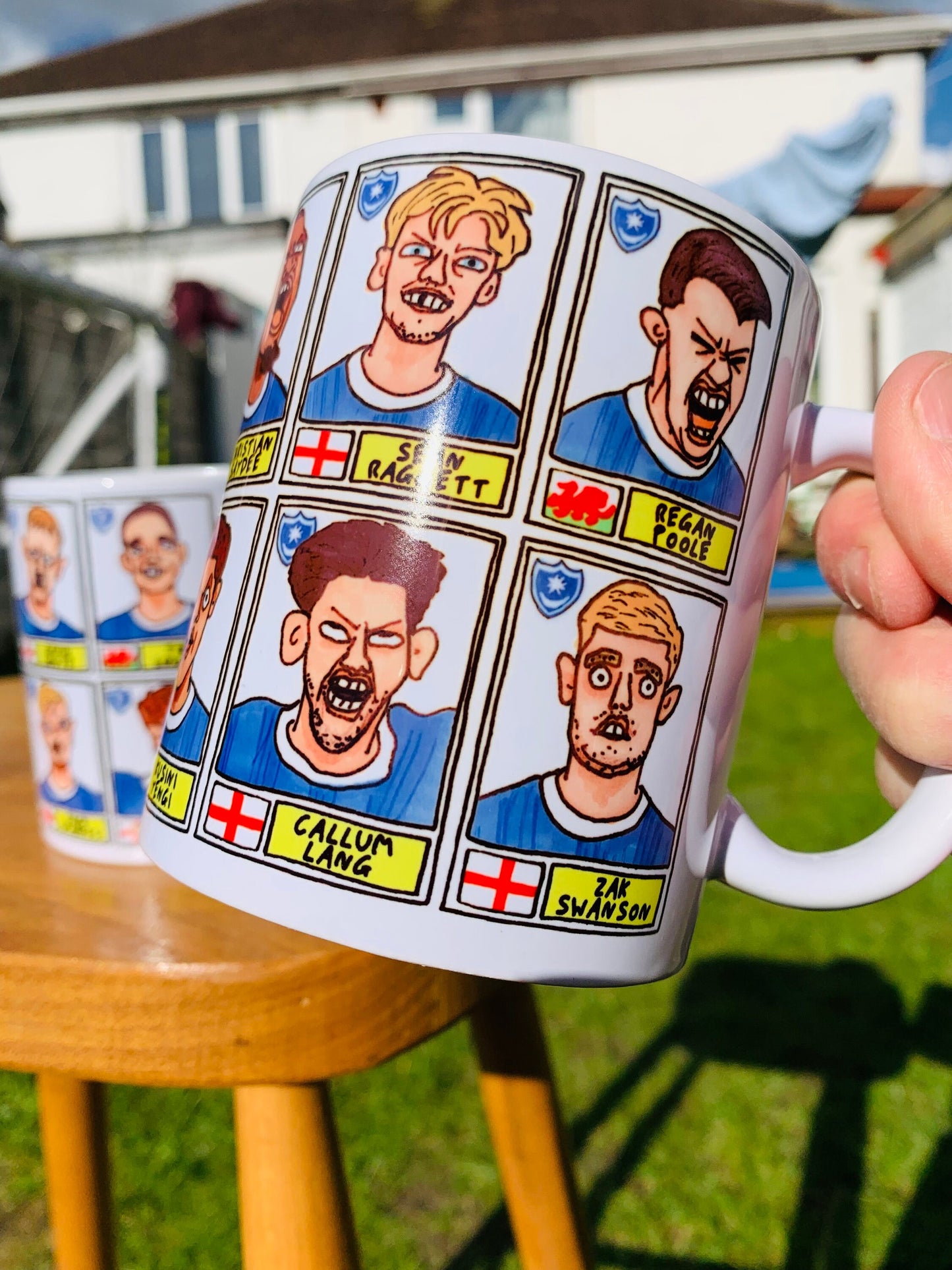 Portsmouth Vol 2 No Score Draws Mug Set - Set of TWO 11oz Ceramic Mugs with Wonky Panini-style Doodles of Pompeys 23/24 League One Winners