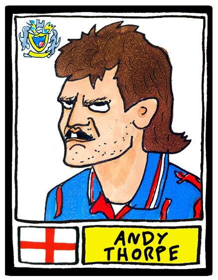 Stockport County - No Score Draws Edgeley Park Edition - A3 print of 36 hand-drawn Panini-style Doodles of SCFC Icons - Wonky football art