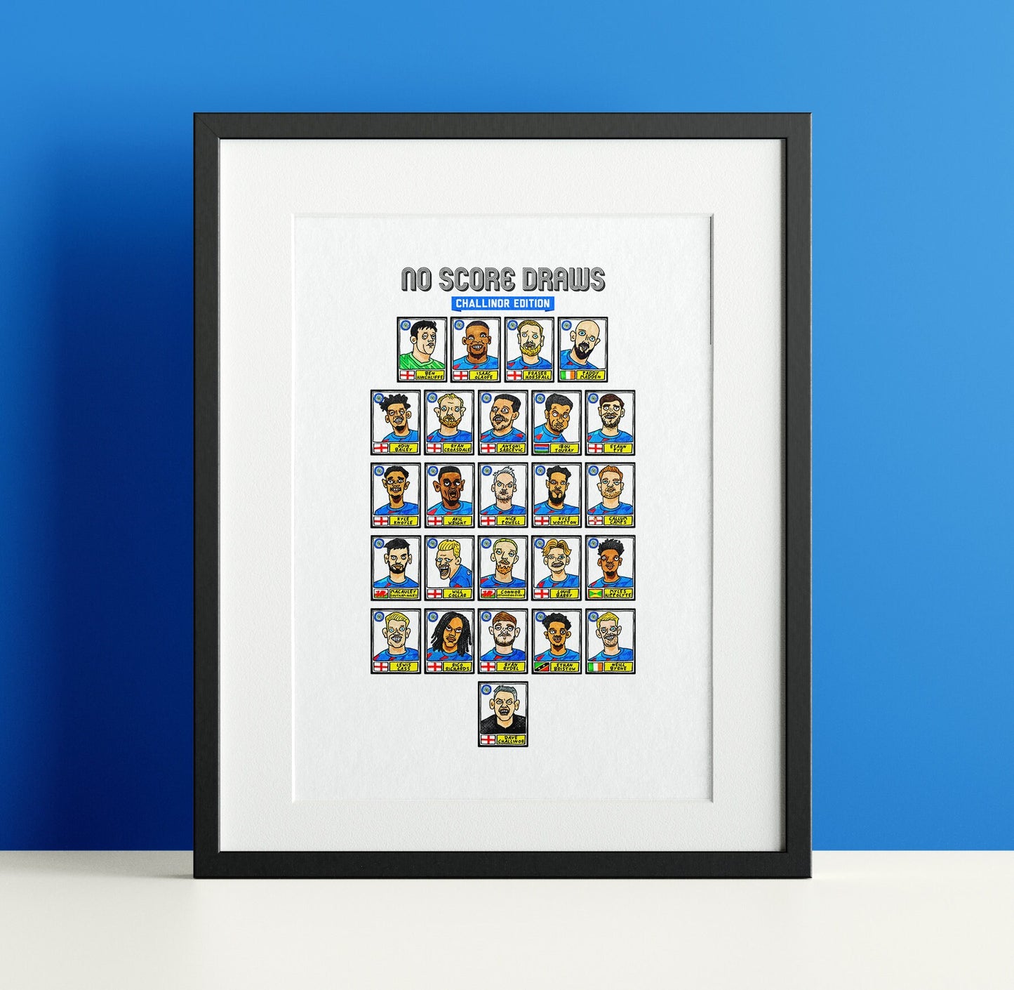 Stockport County Vol 2 - No Score Draws Challinor Edition - A3 print of 25 hand-drawn Panini-style Doodles of SCFC's 23-24 Promotion-Winners