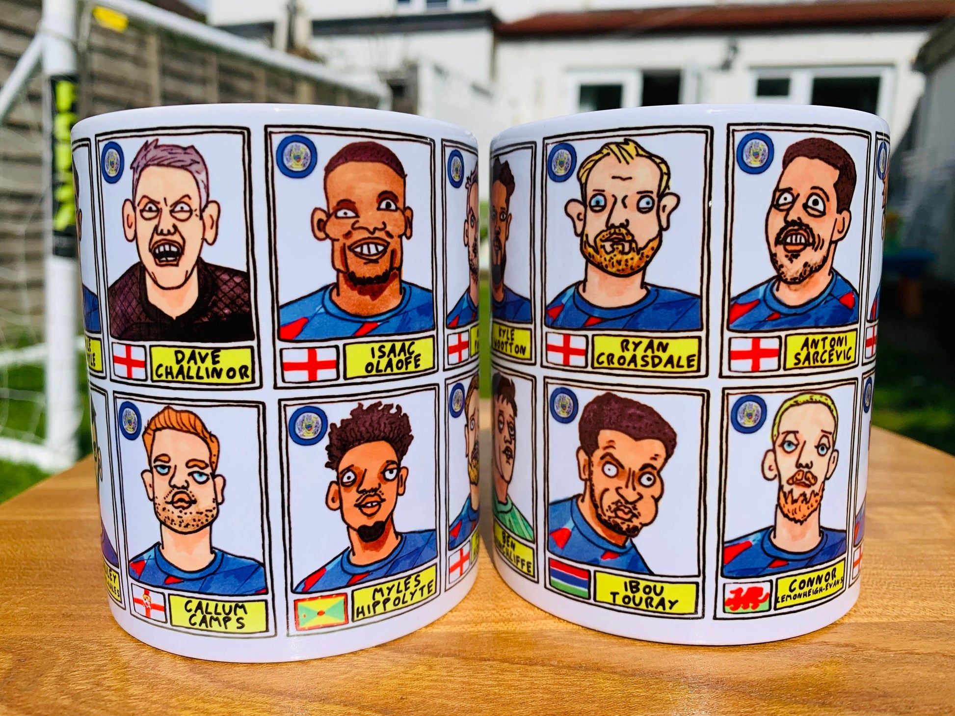 Stockport County Vol 2 No Score Draws Mug Set - Set of TWO 11oz Ceramic Mugs with Wonky Panini-style Doodles of SCFC 23/24 Promotion Winners