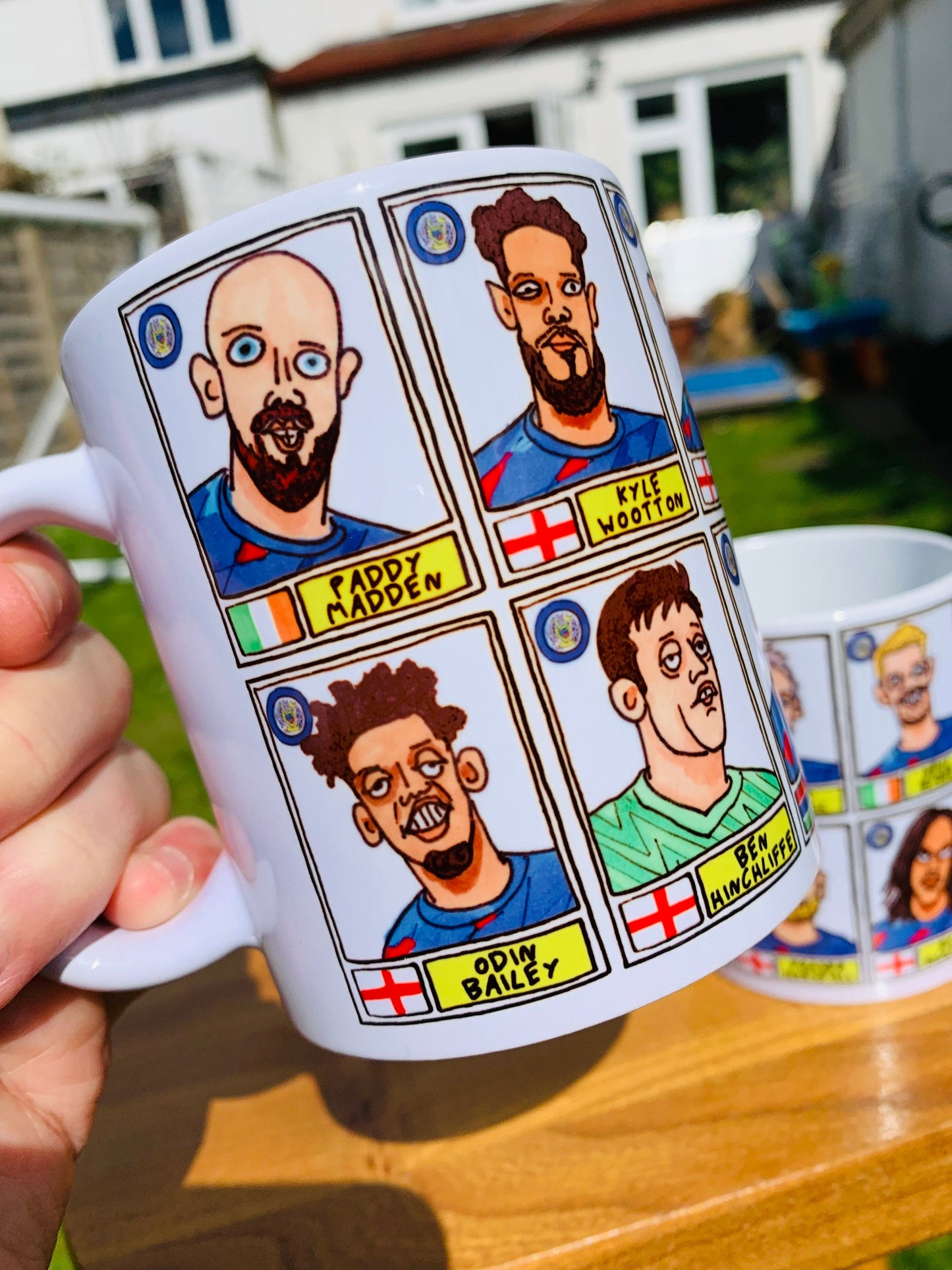 Stockport County Vol 2 No Score Draws Mug Set - Set of TWO 11oz Ceramic Mugs with Wonky Panini-style Doodles of SCFC 23/24 Promotion Winners