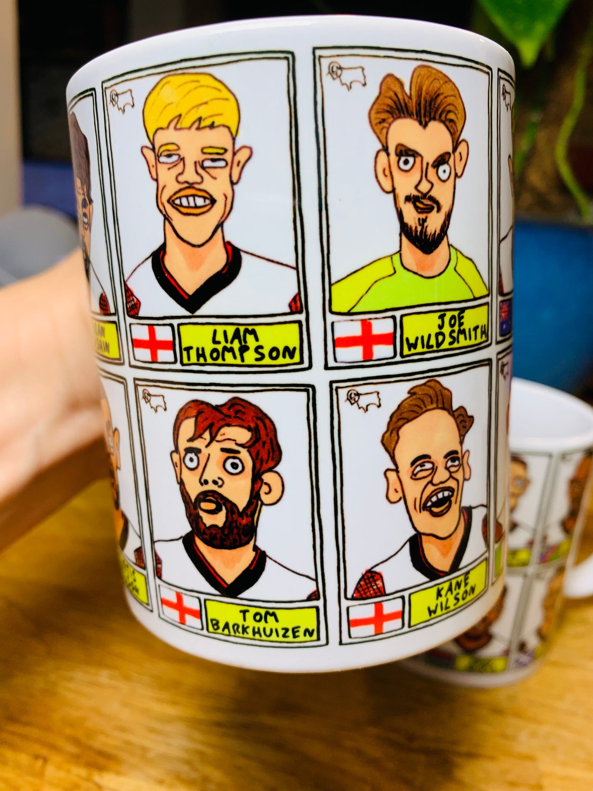 Derby County Vol 3 No Score Draws Mug Set - Set of TWO DIFFERENT 11oz Mugs with Wonky Panini-Doodles of DCFC's's 23/24 Promotion Winners