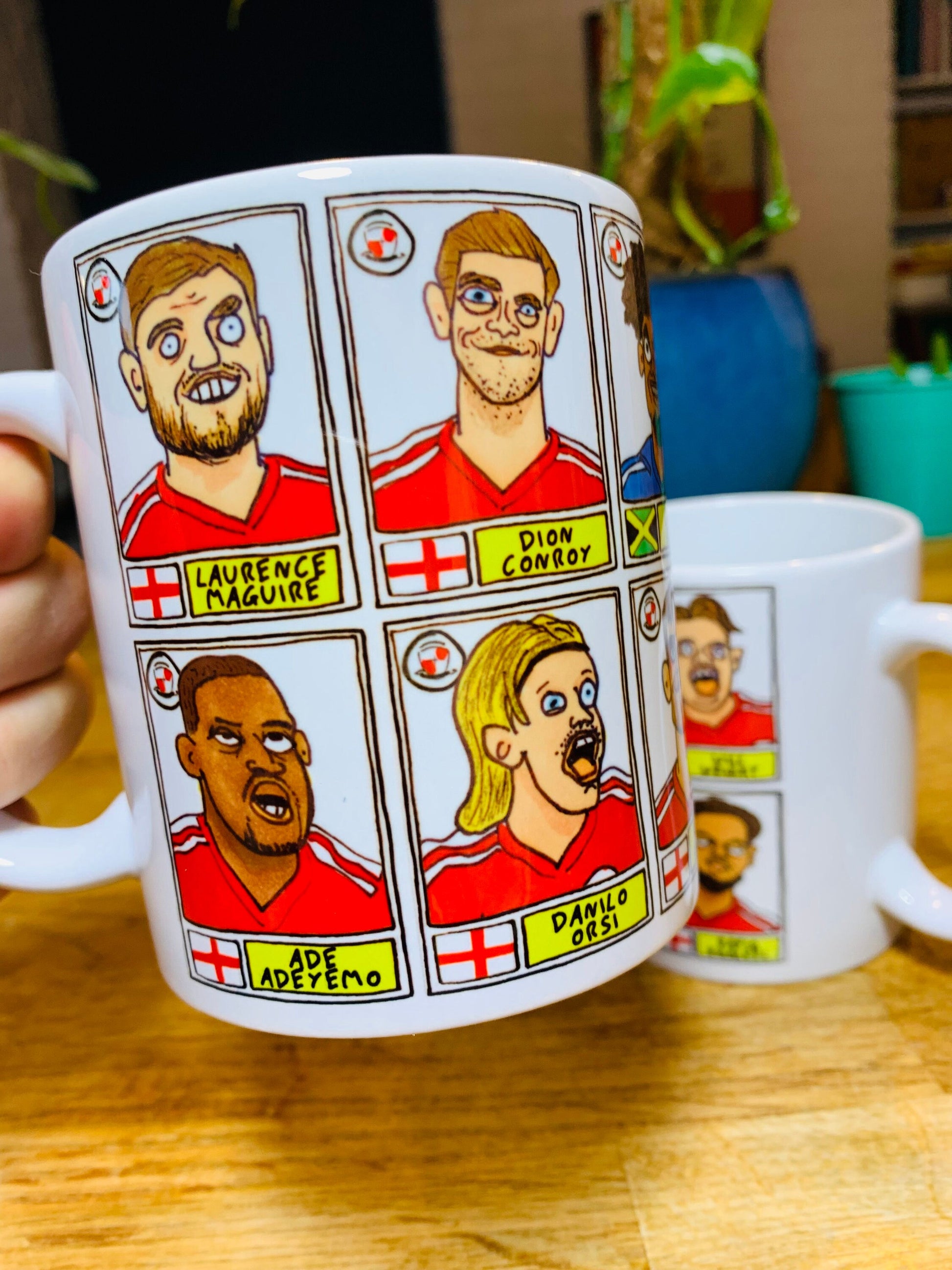 Crawley Town No Score Draws Mug Set - Set of TWO 11oz Mugs with Wonky Panini-style No Score Draws Doodles of CTFC's 23/24 Playoff-Winners