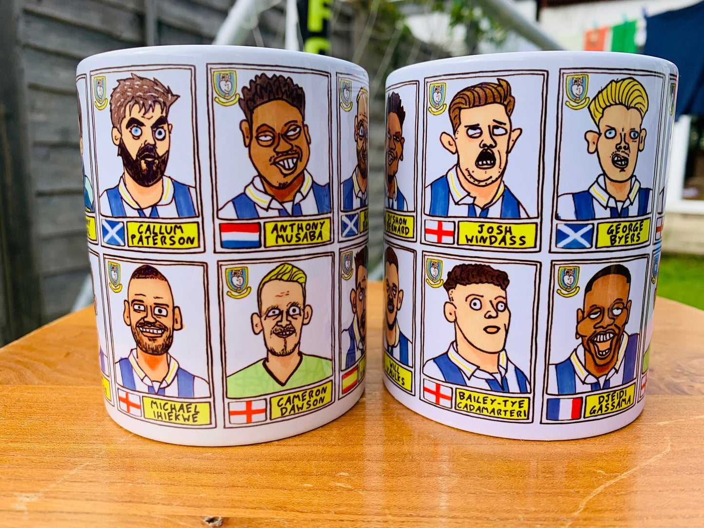 Sheffield Wednesday Vol 3 No Score Draws Mug Set - Set of TWO 11oz Ceramic Mugs with Wonky Panini-doodles of SWFC's 23/24 Great Escapists