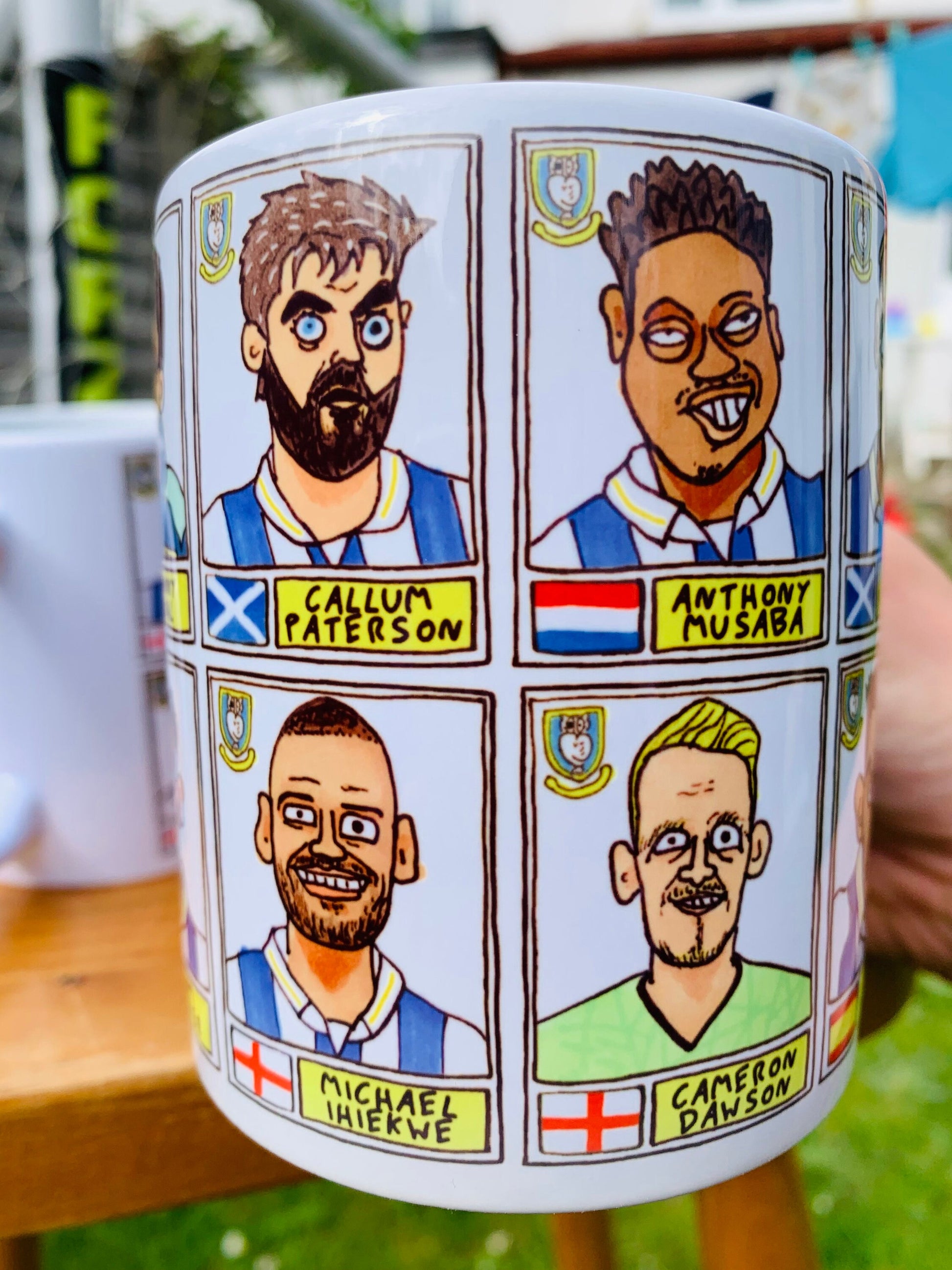 Sheffield Wednesday Vol 3 No Score Draws Mug Set - Set of TWO 11oz Ceramic Mugs with Wonky Panini-doodles of SWFC's 23/24 Great Escapists