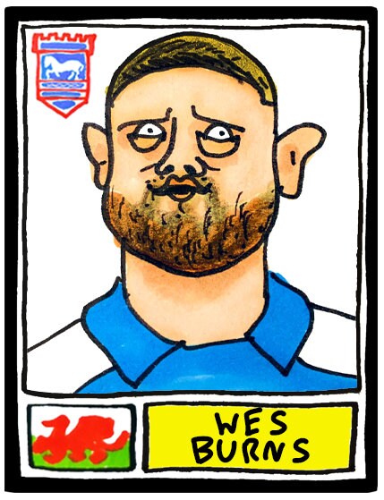 Ipswich Town Vol 3 - No Score Draws McKennaball Edition - A3 print of 29 Wonky Panini-style Doodles Of ITFC's Heroic 23-24 Promotion Winners