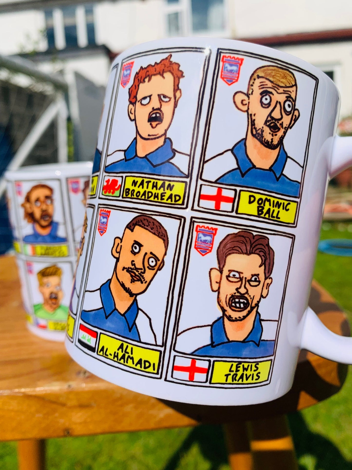 Ipswich Town Vol 3 No Score Draws Mug Set - Set of TWO DIFFERENT 11oz Ceramic Mugs with 24 Wonky Panini-style Doodles of ITFC's 23-24 Team