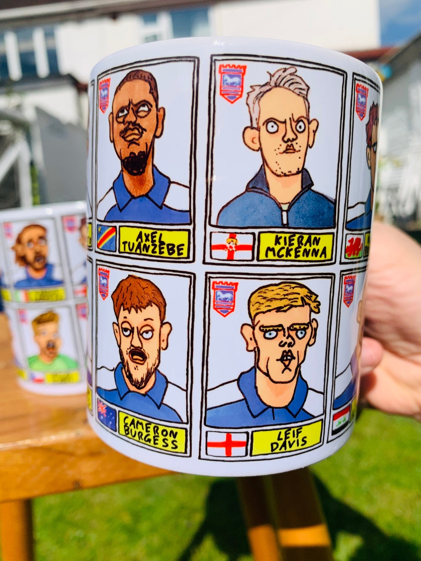 Ipswich Town Vol 3 No Score Draws Mug Set - Set of TWO DIFFERENT 11oz Ceramic Mugs with 24 Wonky Panini-style Doodles of ITFC's 23-24 Team