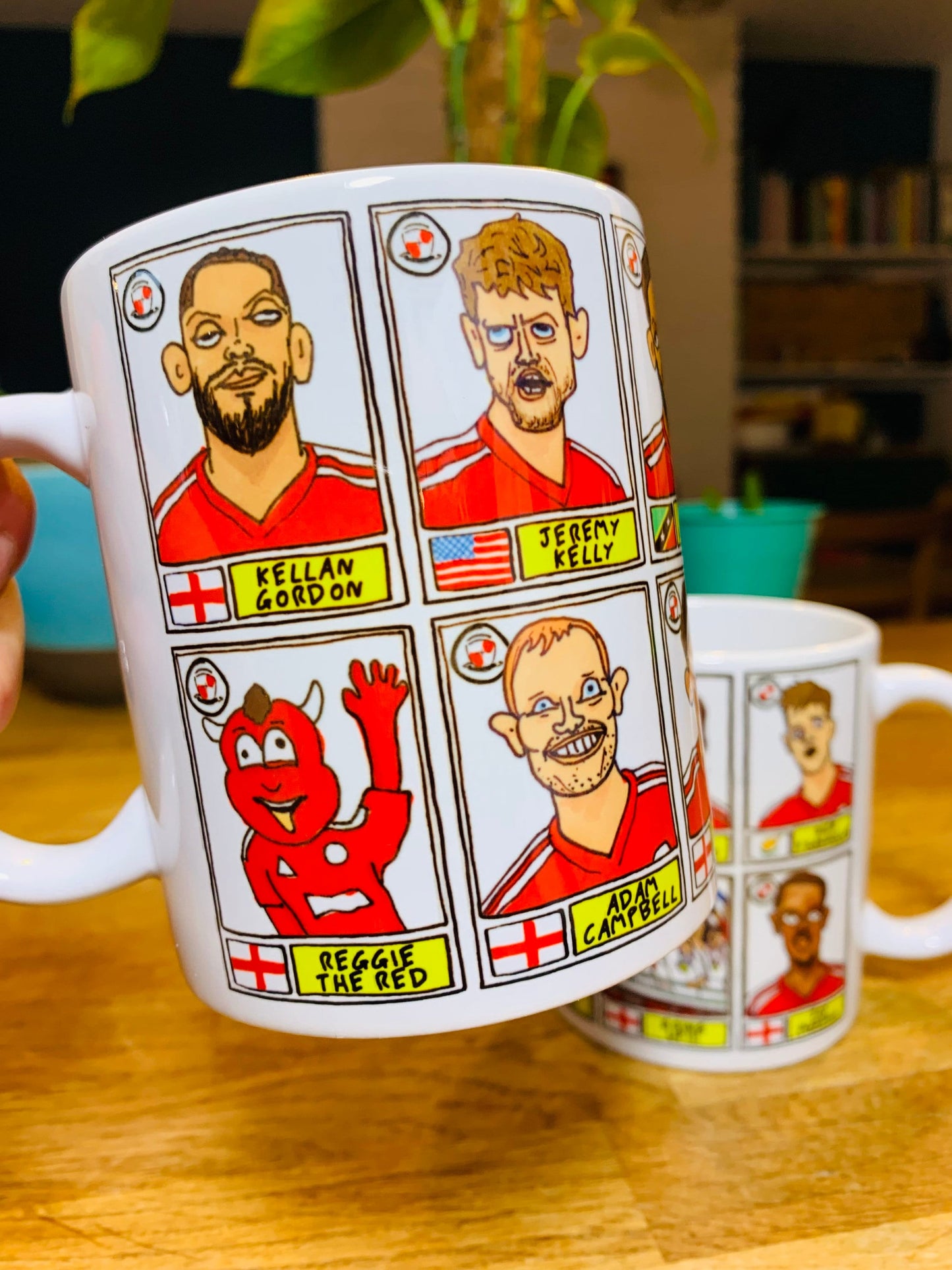 Crawley Town No Score Draws Mug Set - Set of TWO 11oz Mugs with Wonky Panini-style No Score Draws Doodles of CTFC's 23/24 Playoff-Winners