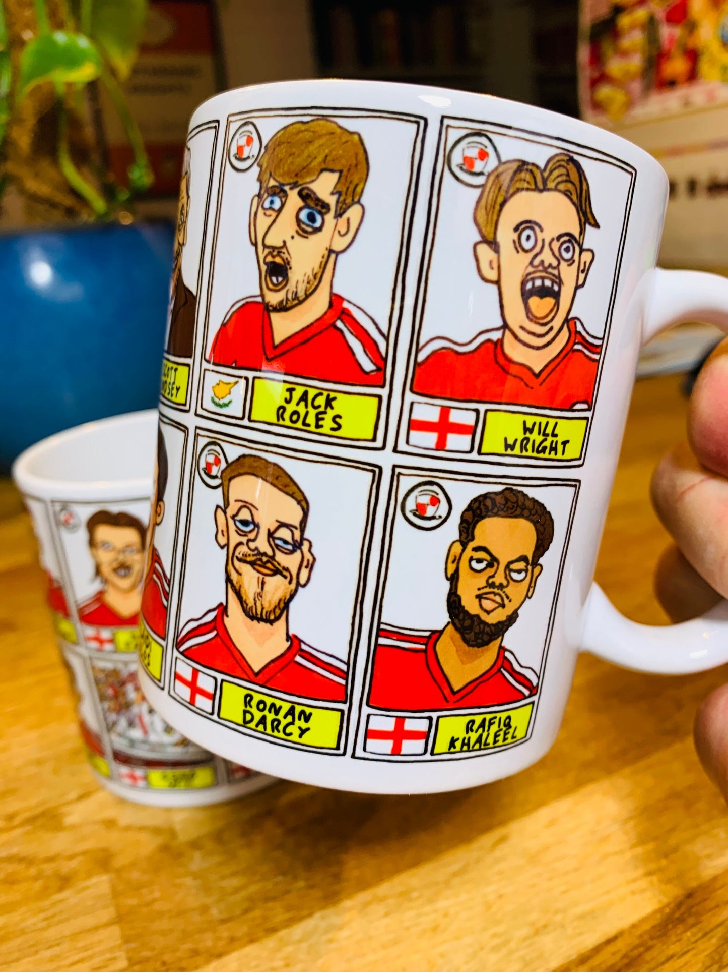 Crawley Town No Score Draws Mug Set - Set of TWO 11oz Mugs with Wonky Panini-style No Score Draws Doodles of CTFC's 23/24 Playoff-Winners