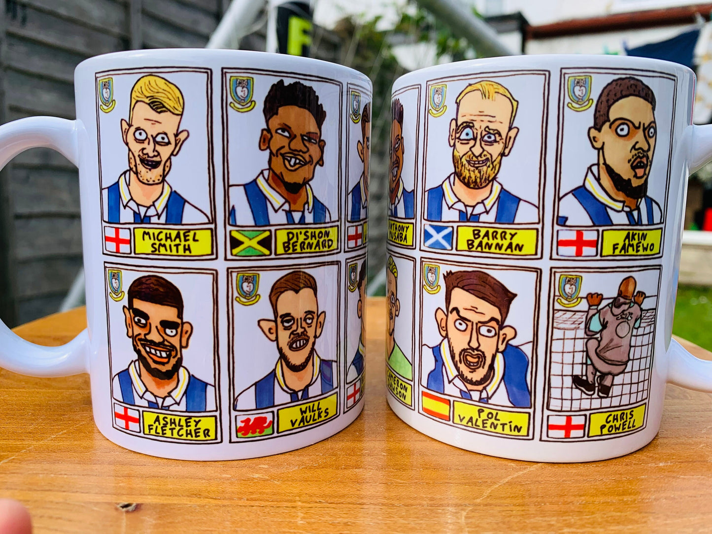 Sheffield Wednesday Vol 3 No Score Draws Mug Set - Set of TWO 11oz Ceramic Mugs with Wonky Panini-doodles of SWFC's 23/24 Great Escapists