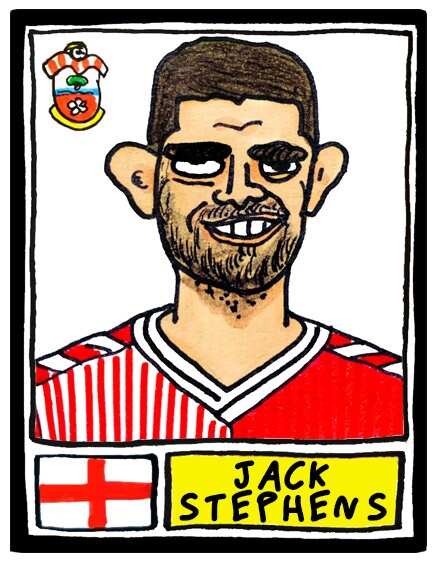 Southampton Vol 2 - No Score Draws Saints Going Up Edition - A3 print of 24 wonky hand-drawn Panini-doodles of Saint's 23/24 Playoff Winners