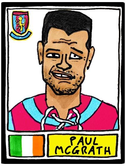 Aston Villa - No Score Draws Villans Edition - A3 print of 36 hand-drawn Panini-style football sticker legends - Cheapskate football art