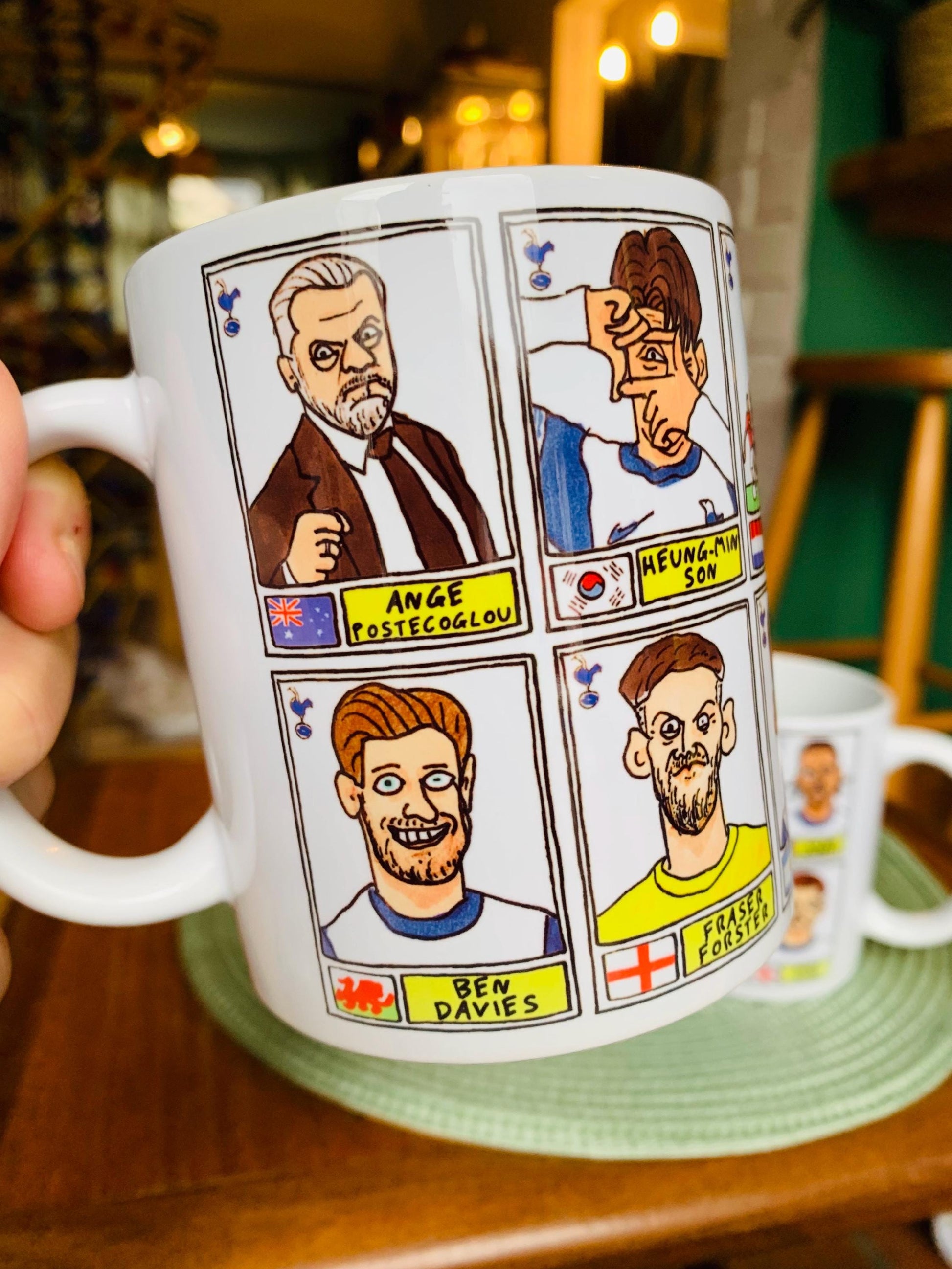 Spurs Volume 3 No Score Draws Mug Set - Set of TWO 11oz Ceramic Mugs with Wonky Panini sticker-style THFC Angeball No Score Draws Doodles