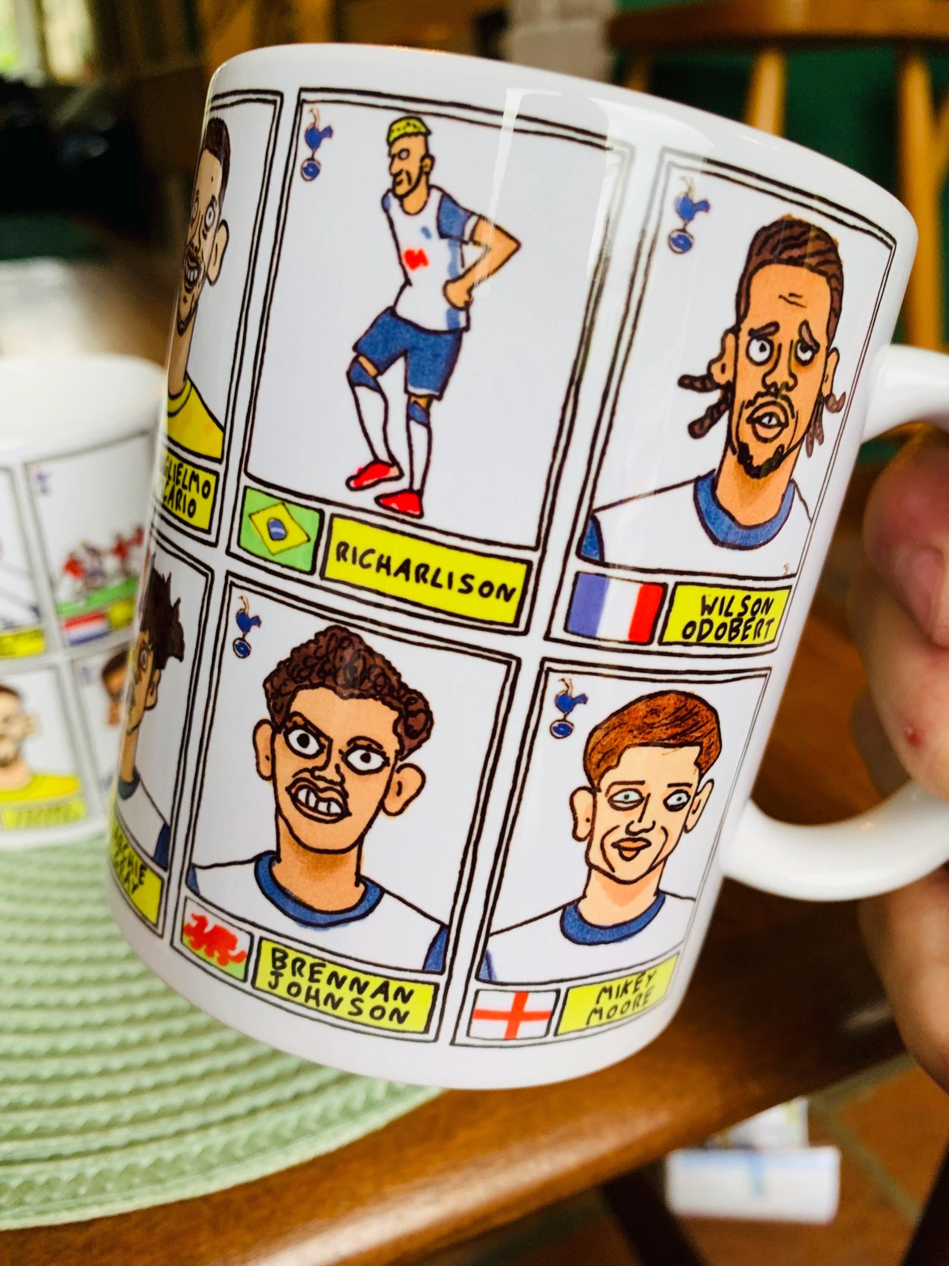 Spurs Volume 3 No Score Draws Mug Set - Set of TWO 11oz Ceramic Mugs with Wonky Panini sticker-style THFC Angeball No Score Draws Doodles